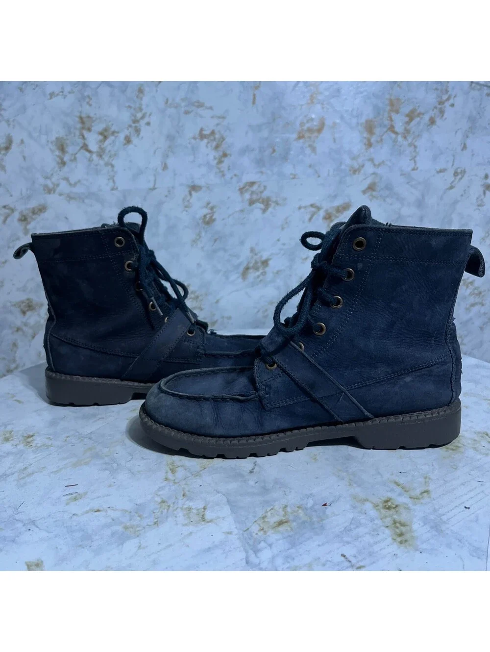 Polo Ralph Lauren Ranger Youth Kids Size 5M Shoes Blue Leather Polo Bear Boots
